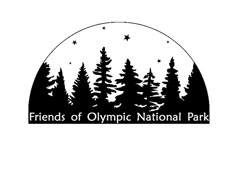Friends of Olympic National Park logo: a half-circle of silhouetted evergreen trees beneath a starry sky